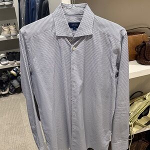 Eton Men's Blue Geometric Dress Shirt (Slim 16 41)